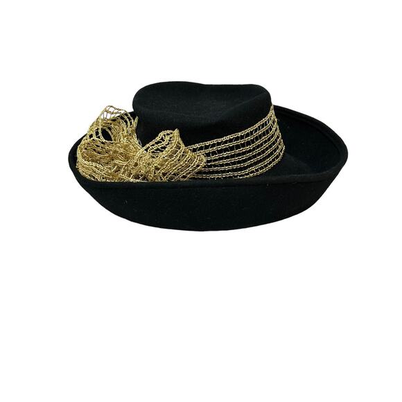 Joe Bill Miller‎ Wool Hat Black with Golden Ribbon Accents - Picture 1 of 7